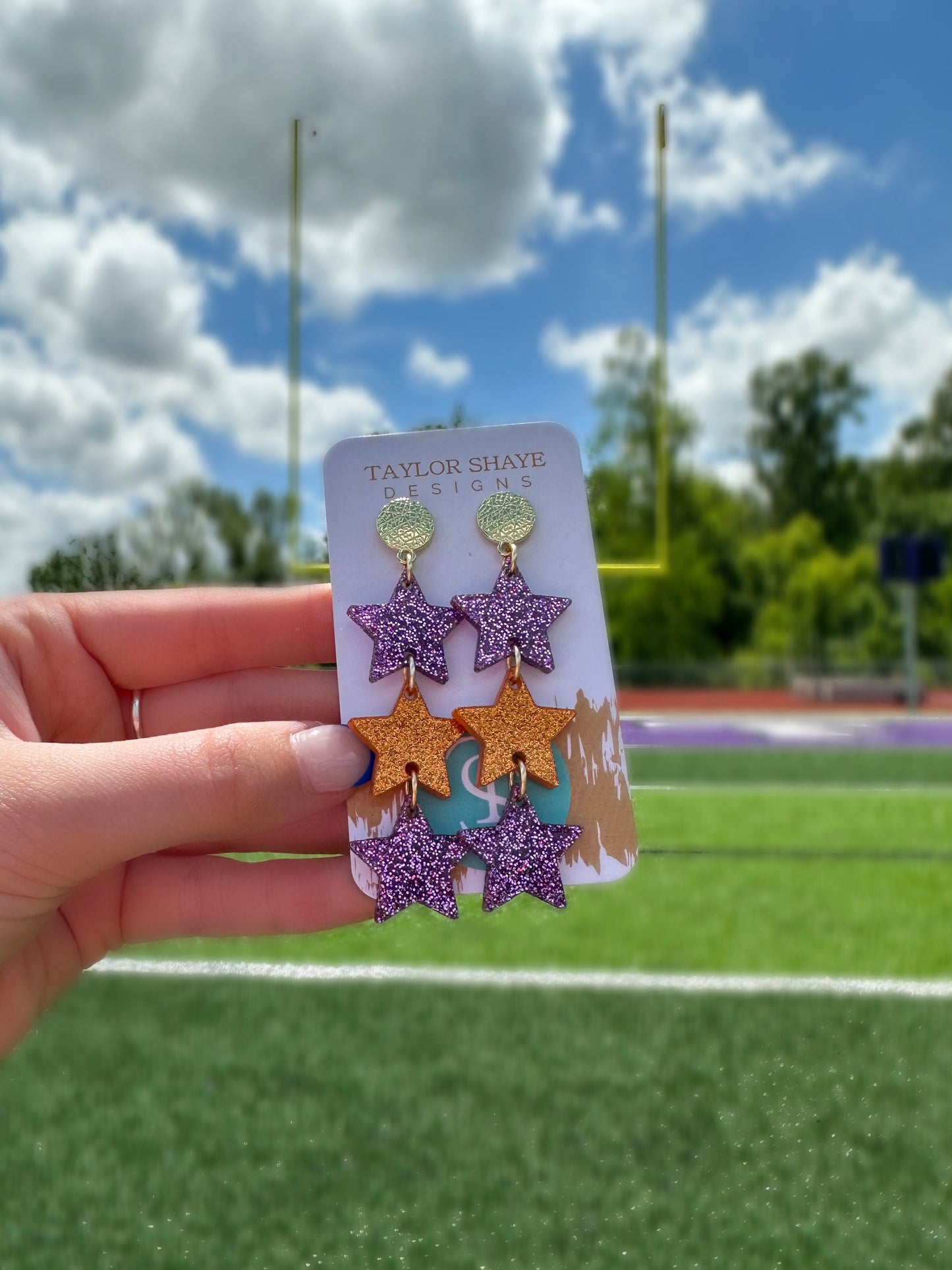 Purple/Orange Glitter Triple Stars