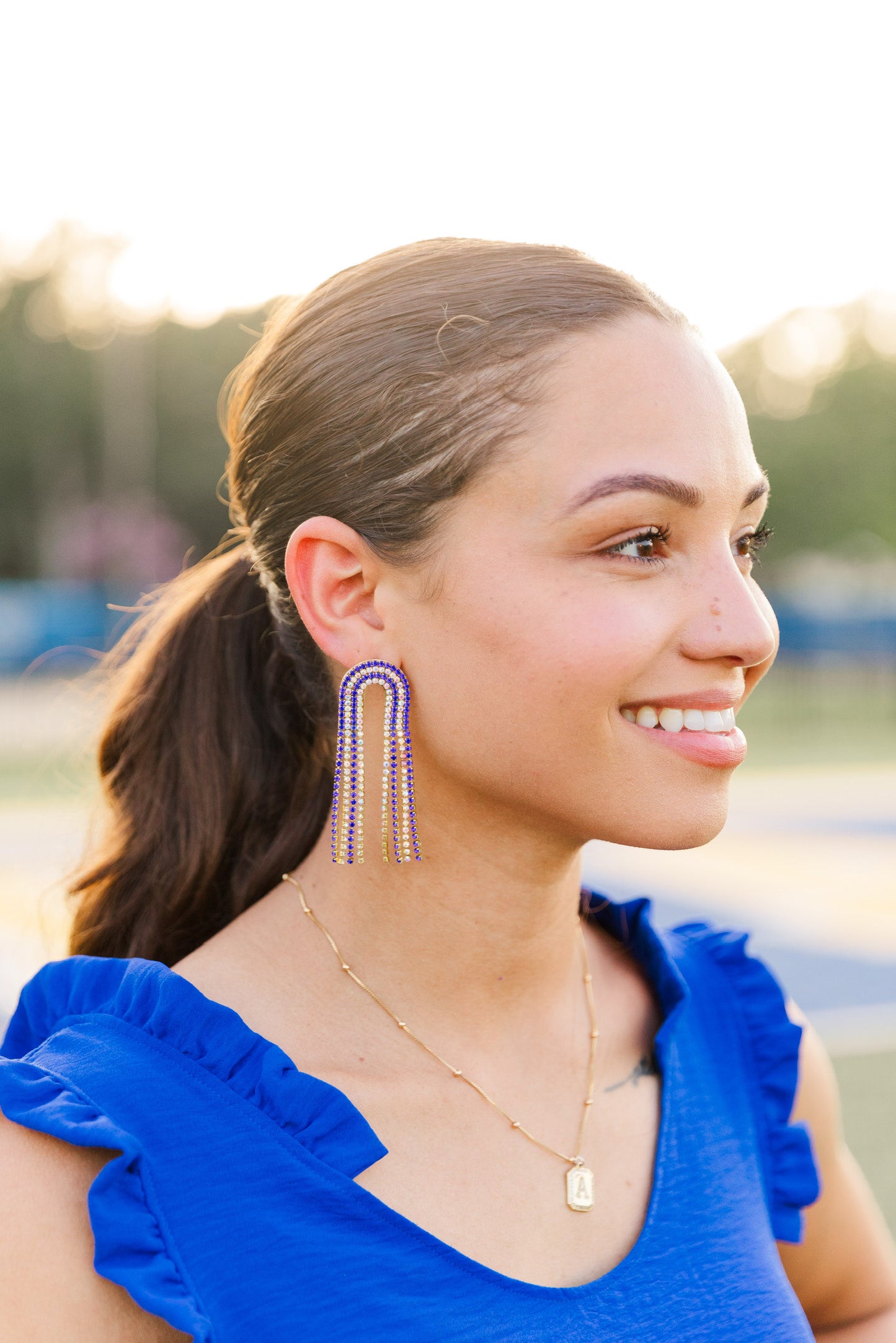 Blue/Silver Rhinestone Chain Drops