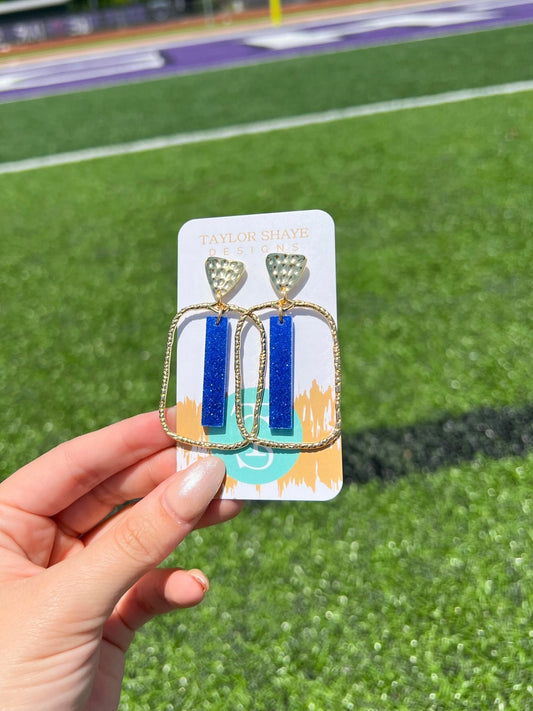 Royal Blue Glitter Stick Hoops