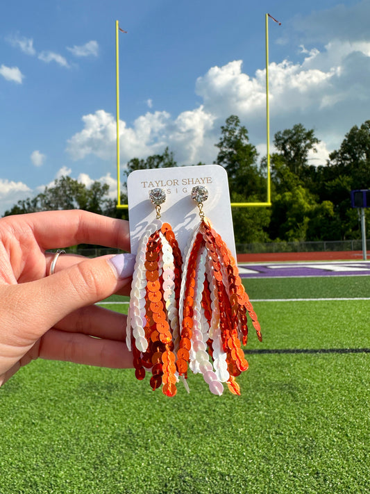Orange/White Sequin Tassels