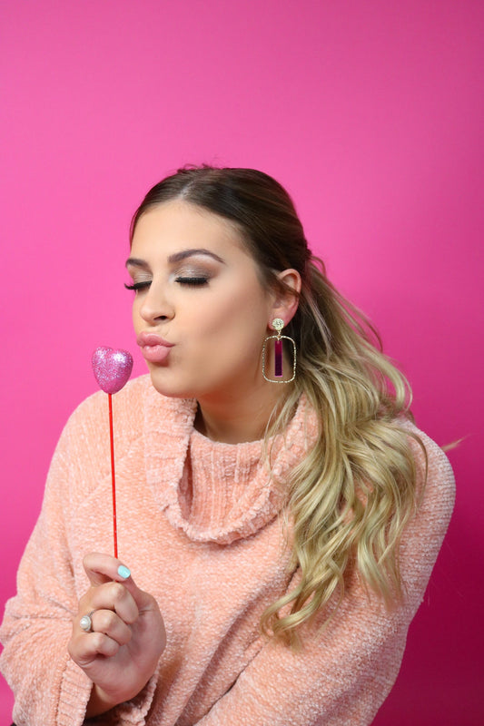 Pink Mirror Stick Hoops