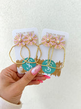 Load image into Gallery viewer, Pink Sequin Sunburst Hoops