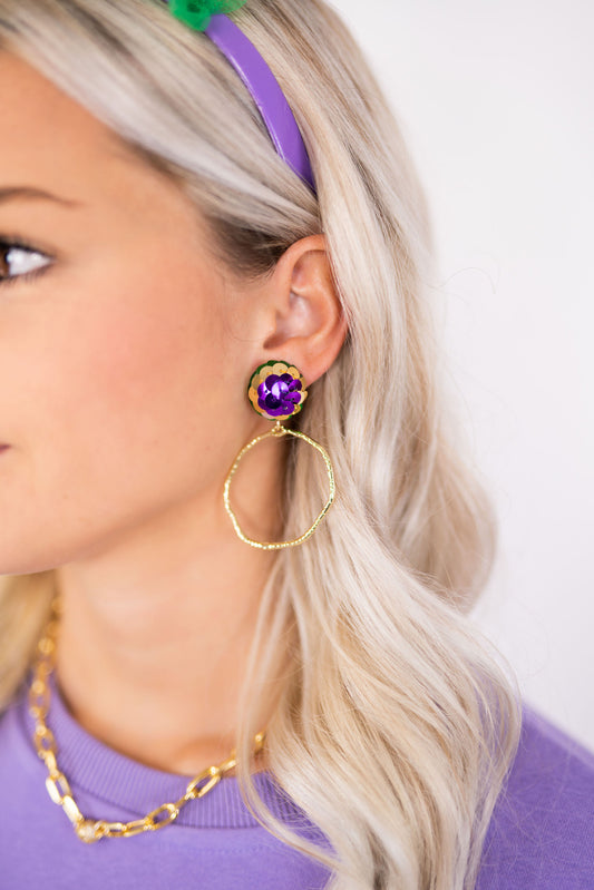Royal Sequin Hoops