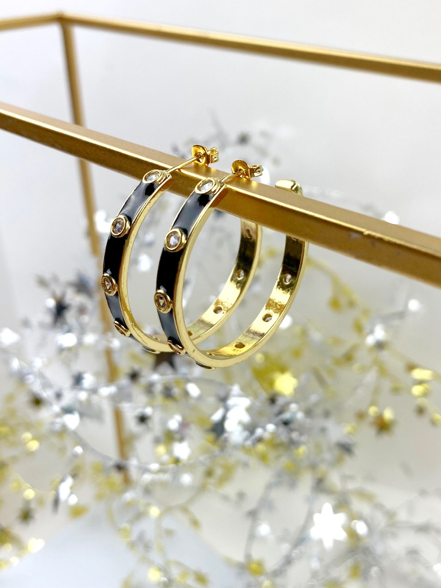 Round CZ Enamel Hoops