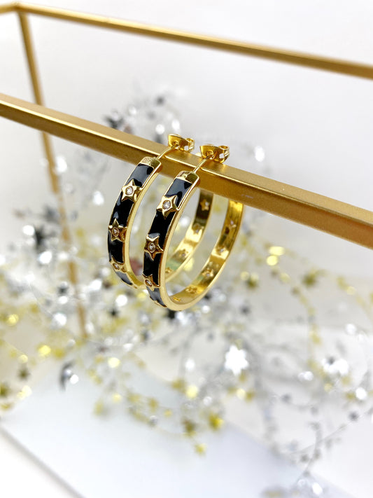 Star CZ Enamel Hoops