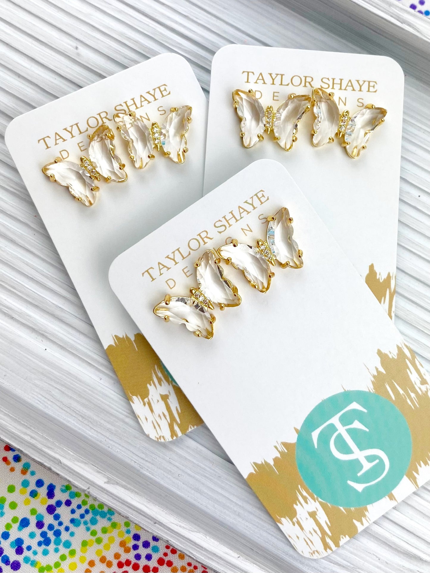 Colorful Crystal Butterfly Studs