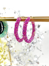 Load image into Gallery viewer, Valentine Glitter Hoops
