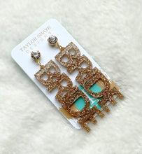 Load image into Gallery viewer, Gold Glitter Bride Earrings