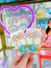 Load image into Gallery viewer, Pink Sequin Sunburst Hoops