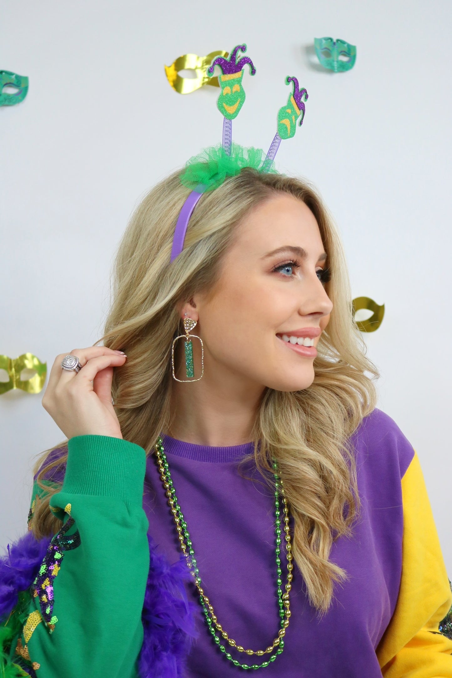 Mardi Gras Glitter Stick Hoops