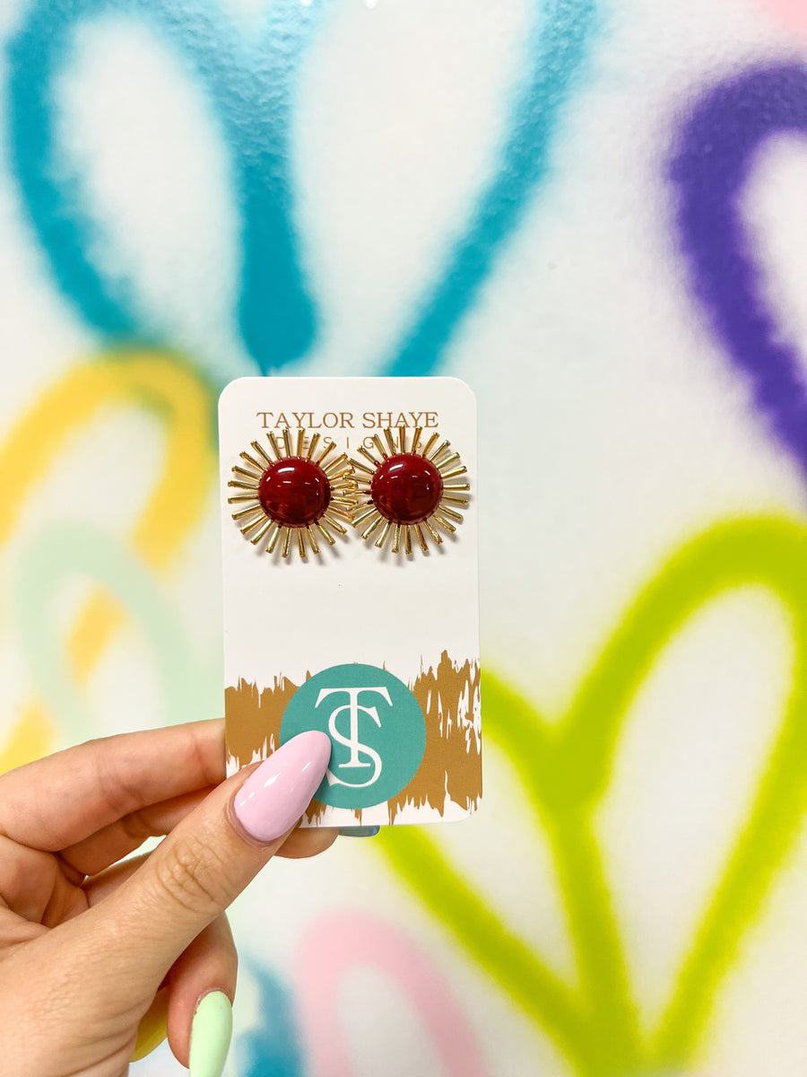 Taylor Shaye White Sequin Sunburst Hoops