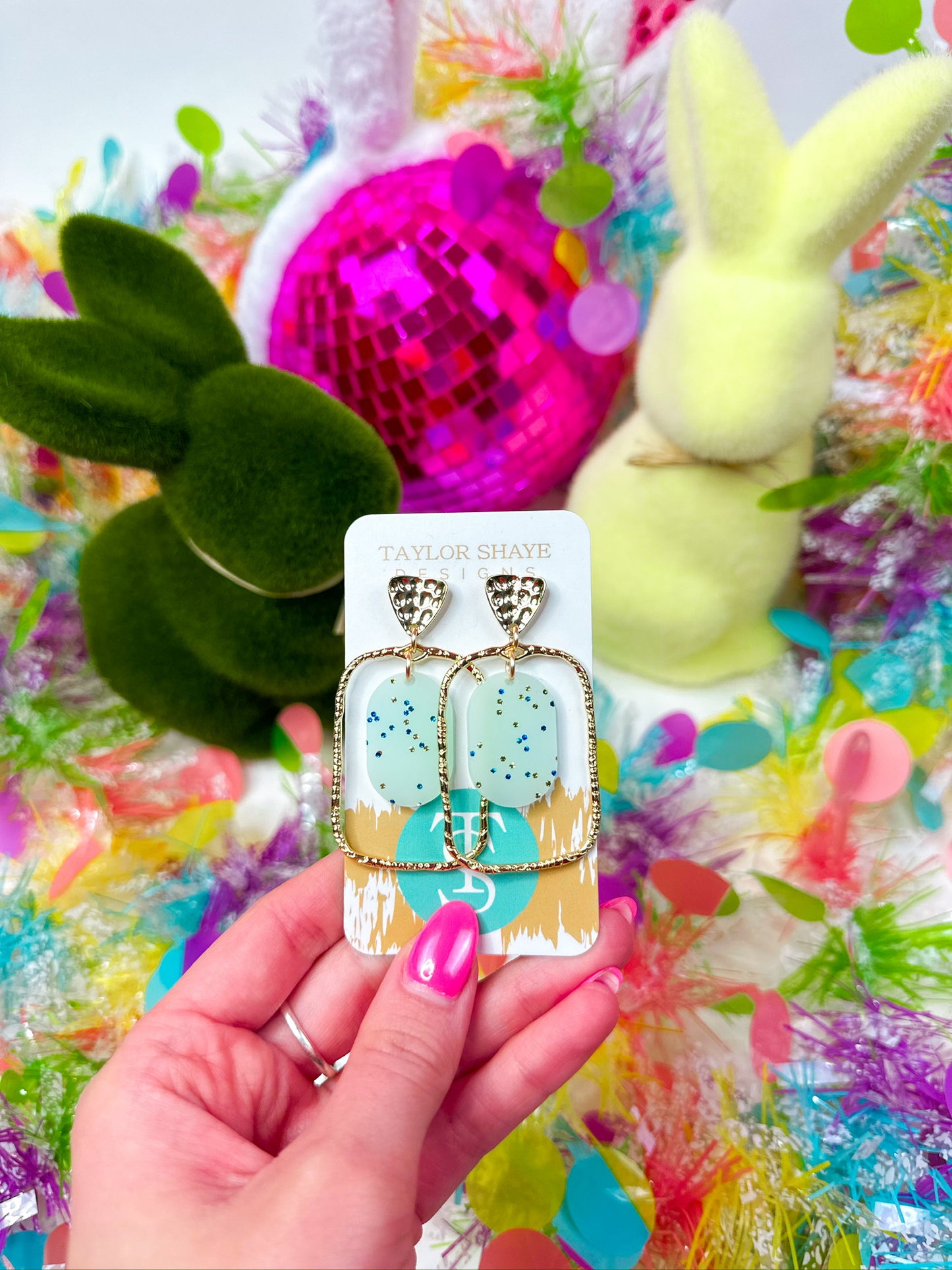 Pastel Glitz Oval Hoops