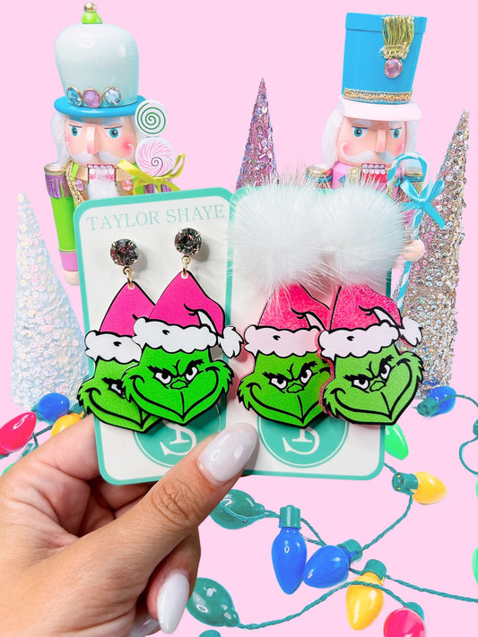 Pink Grinch Earrings