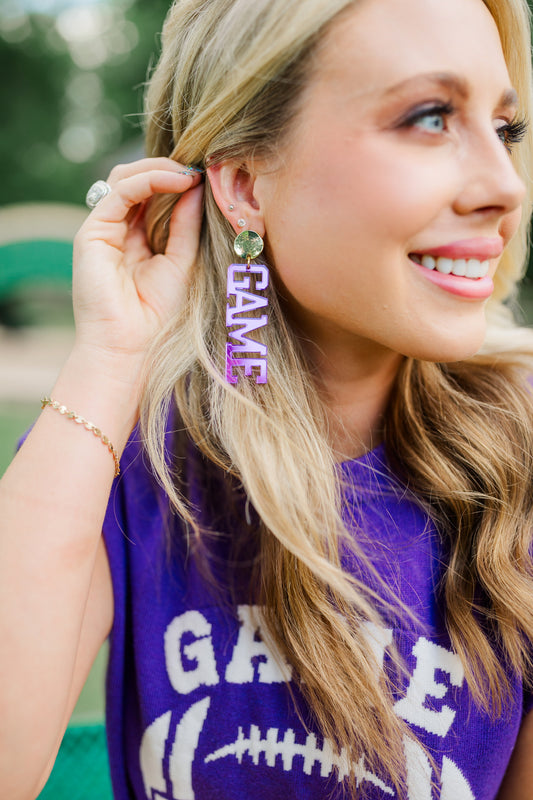 Acrylic Purple/Gold Mirror Gameday Drops