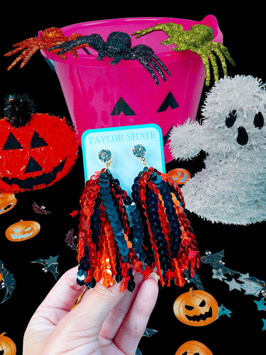 Orange/Black Sequin Tassels