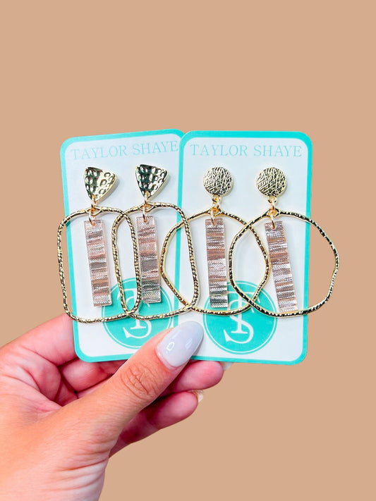 Rose Shimmer Stick Hoops