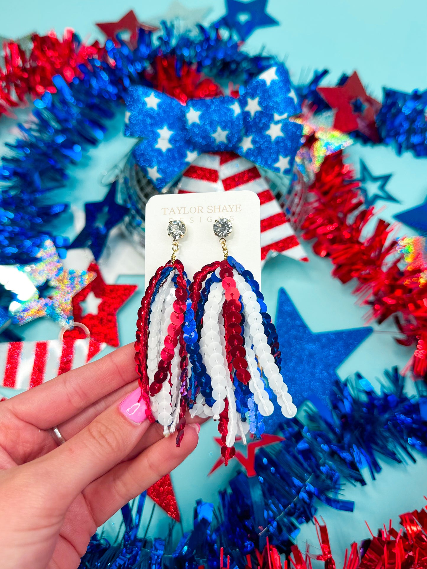 Red/Blue Sequin Tassels