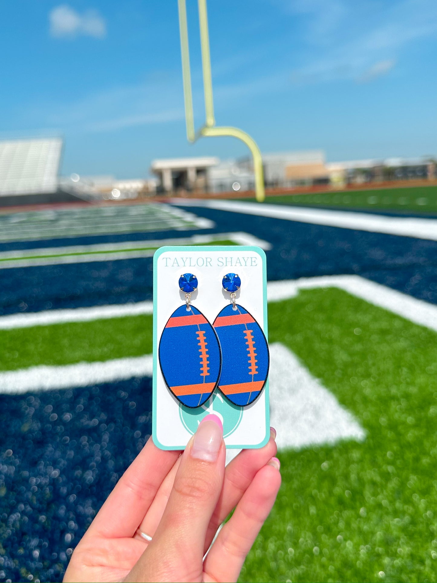 Blue and Orange Acrylic Footballs