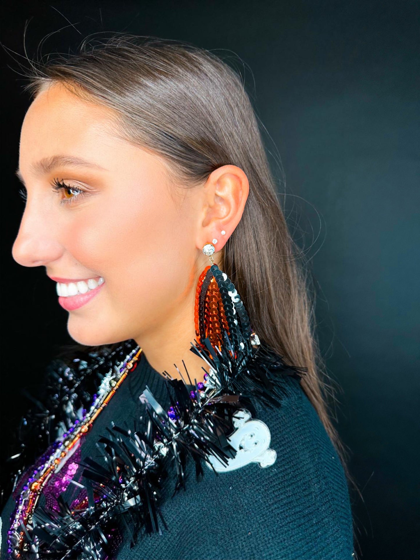 Orange/Black Sequin Tassels