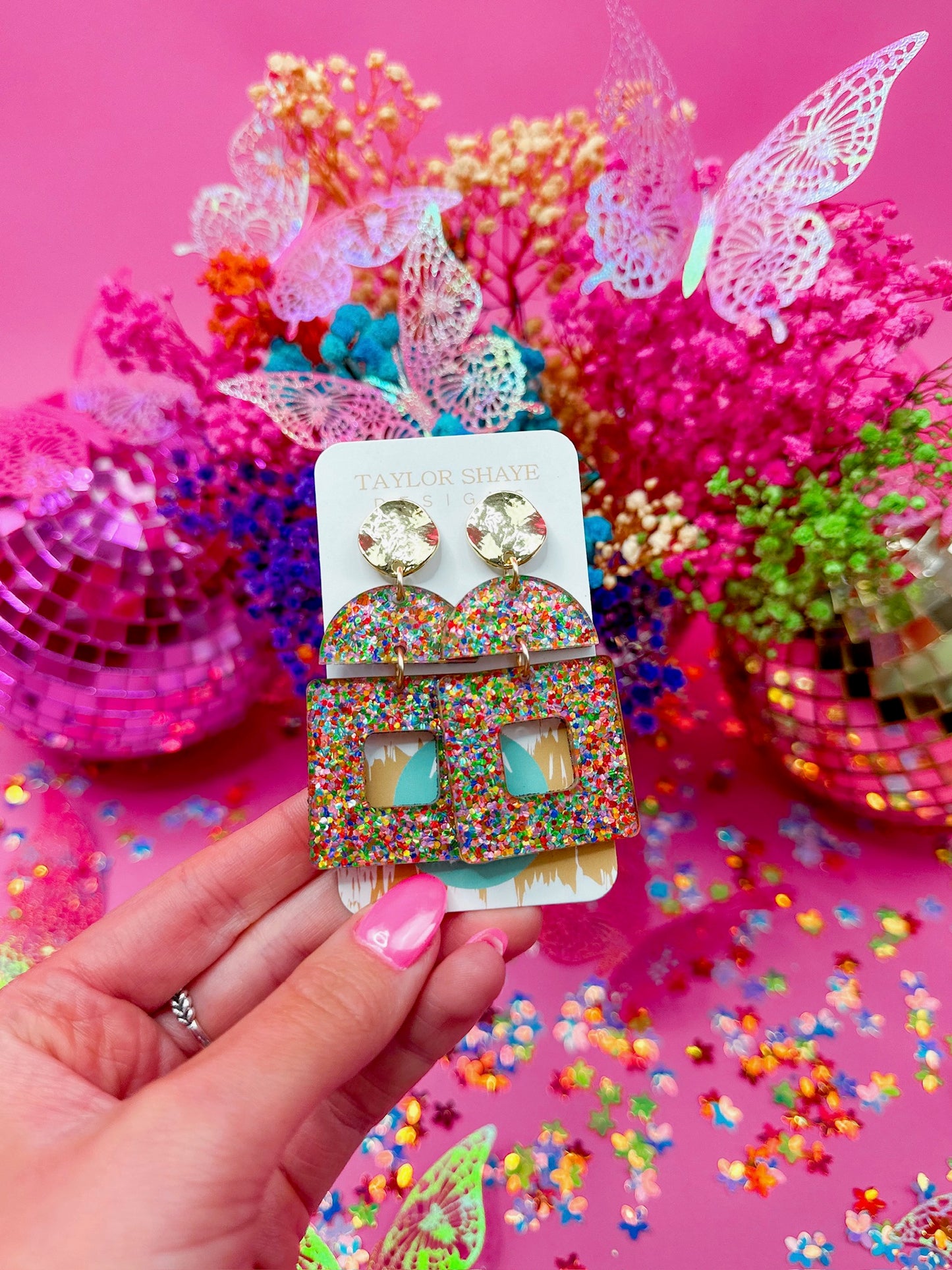 Colorful Double Acrylic Square Drops