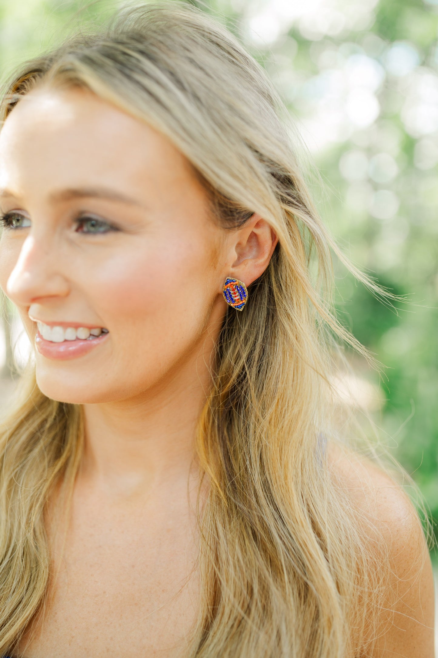 Blue and Orange Football Stud