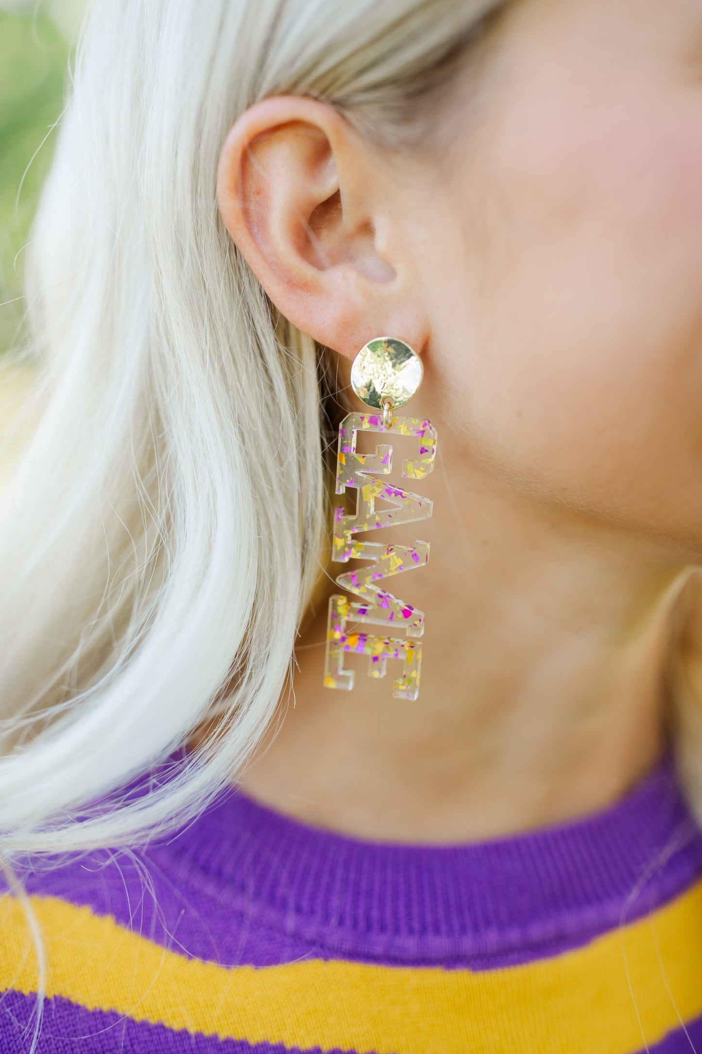 Acrylic Purple/Gold Flake Gameday Drops