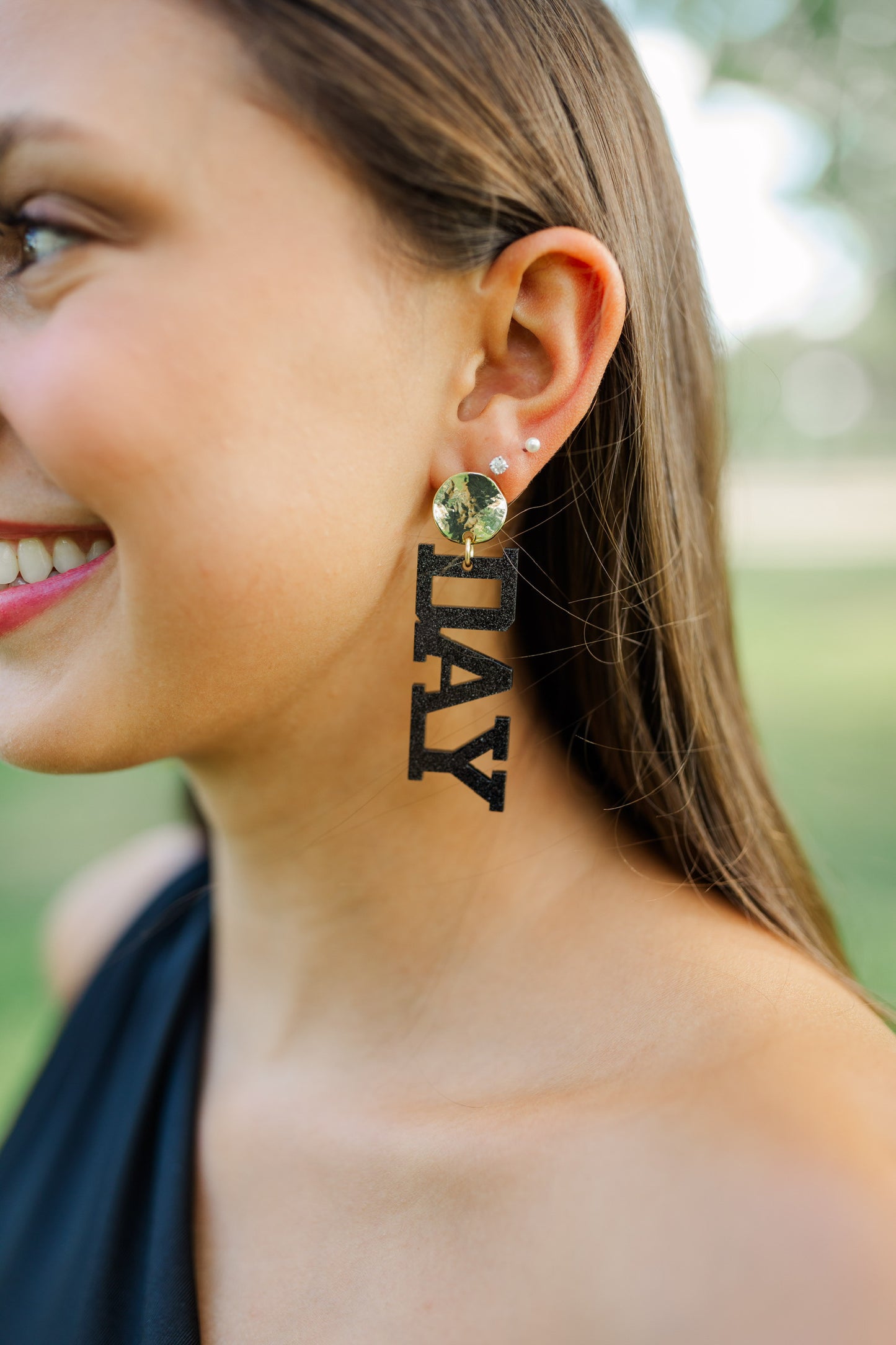 Acrylic Black/Gold Glitter Gameday Drops