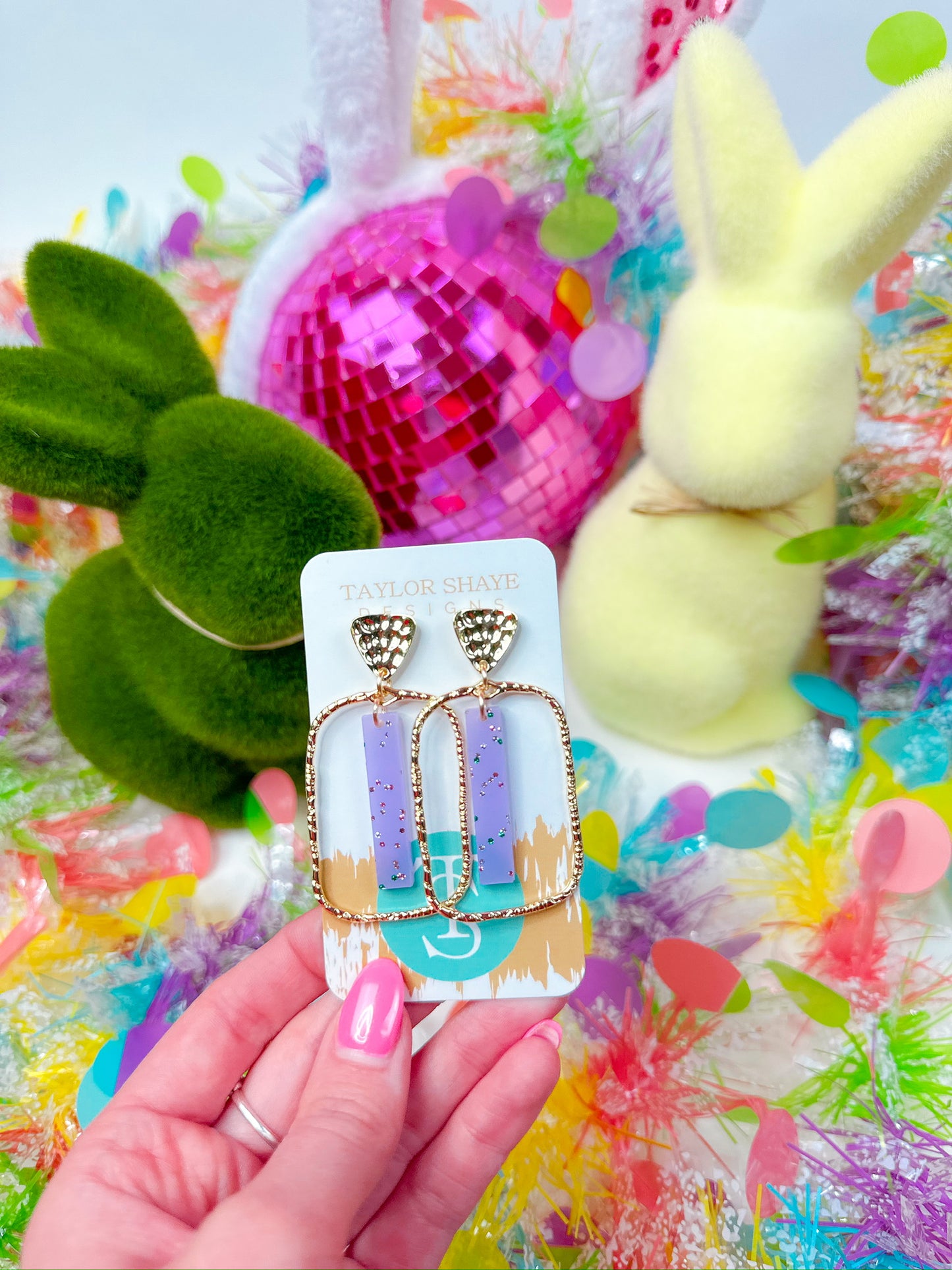 Lavender Glitz Stick Hoops