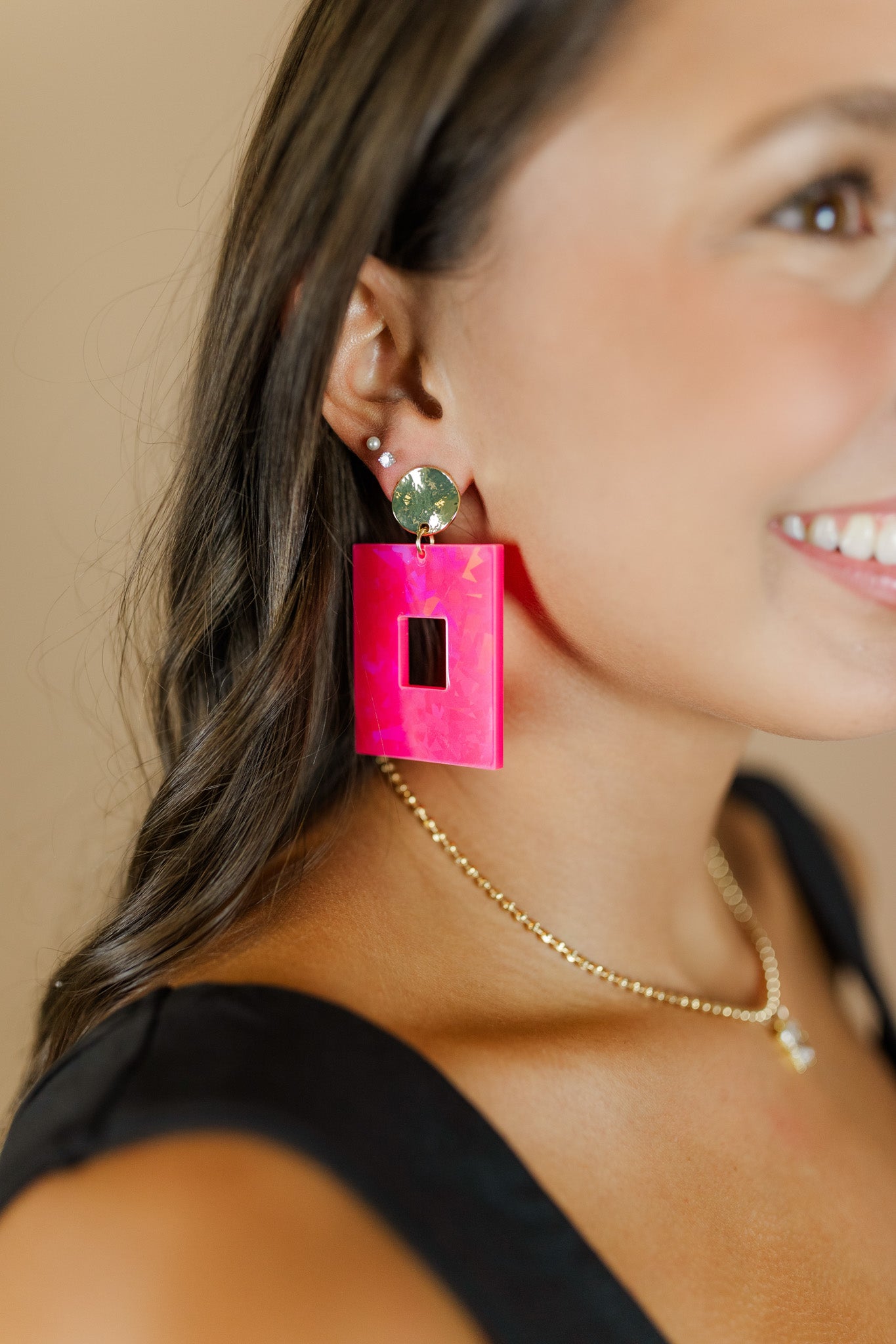 Pink Holographic Naomi Rectangle Drops