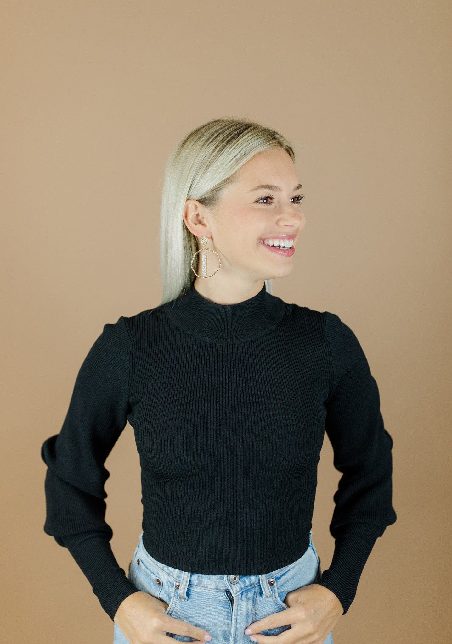 Gold Glitter Stick Hoops