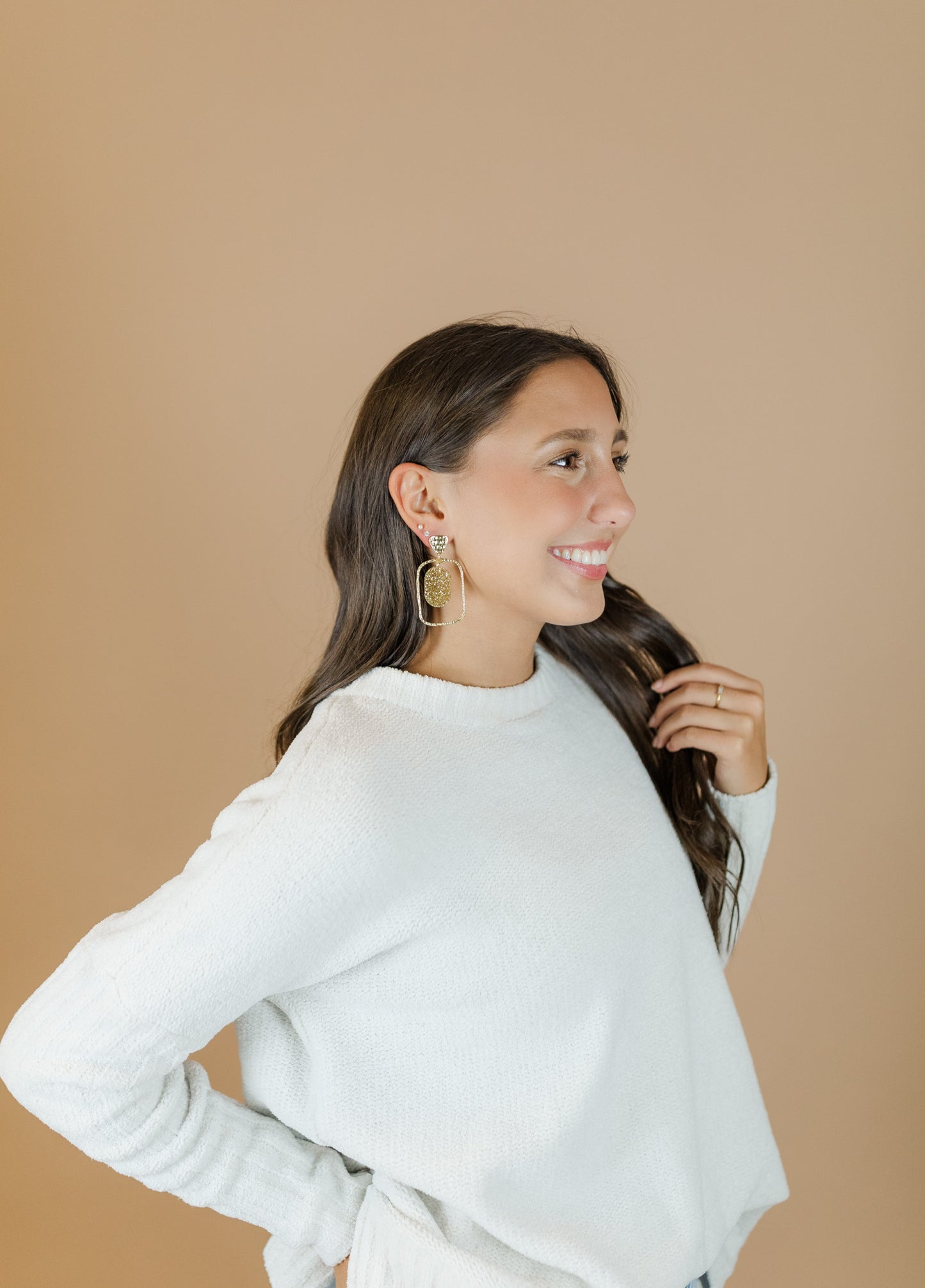 Gold Glitter Oval Hoops