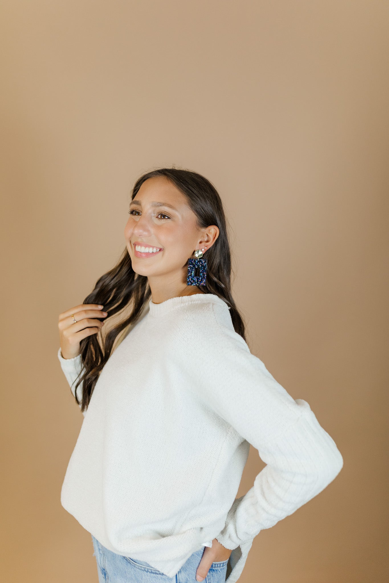 Black Sequin Naomi Rectangle Drops