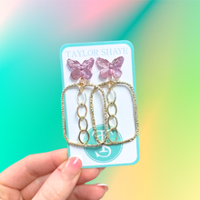 Load image into Gallery viewer, Brailey Butterfly Chain Hoops
