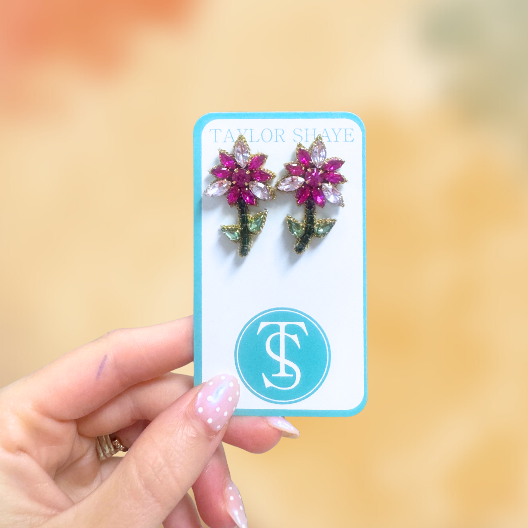 Fall Beaded Flower Stud