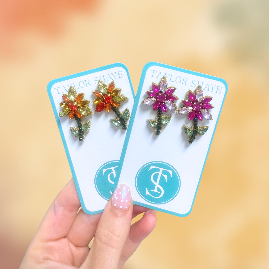 Fall Beaded Flower Stud