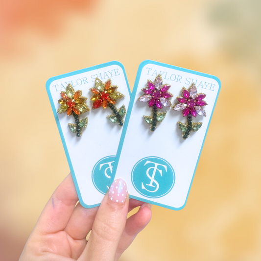 Fall Beaded Flower Stud