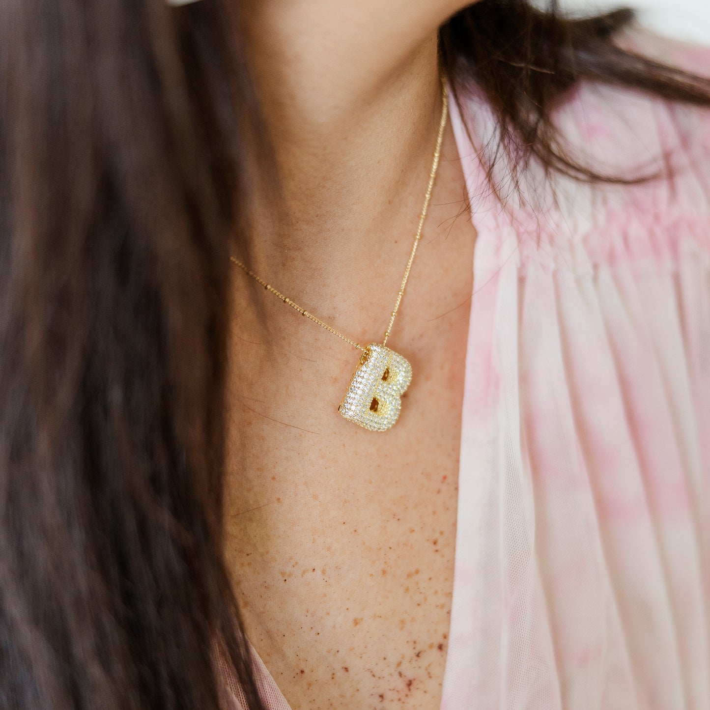 CZ Bubble Initial Necklace