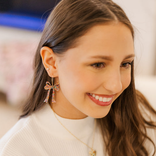 Confetti Acrylic Bow Hoops