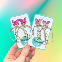 Load image into Gallery viewer, Brailey Butterfly Chain Hoops
