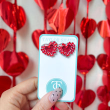 Load image into Gallery viewer, Beaded Heart Studs
