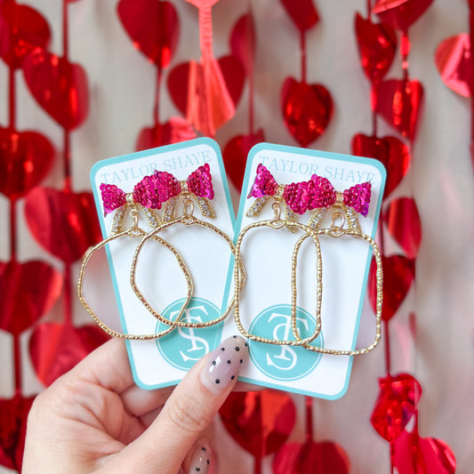Hot Pink Bethany Bow Hoops