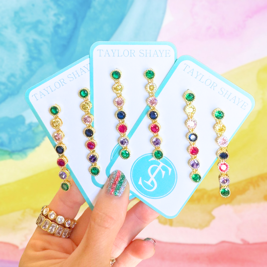 Rainbow CZ Drop Earrings