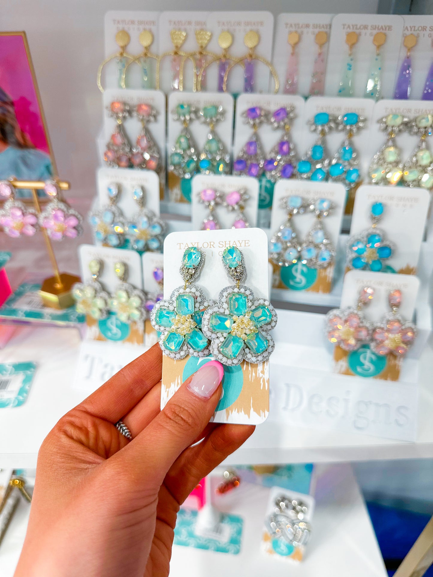 Violet Beaded Flower Drops