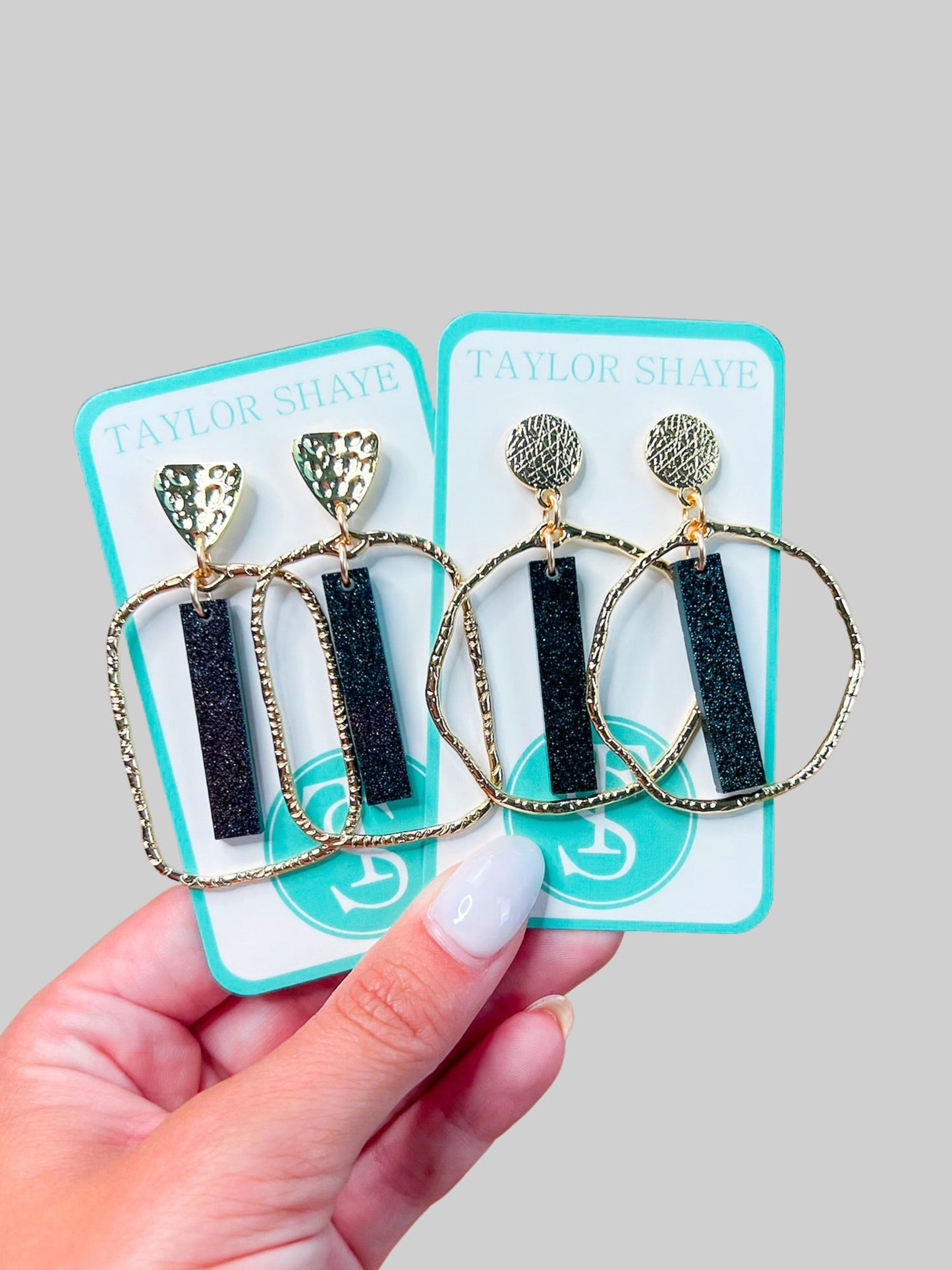 Black Glitter Stick Hoops
