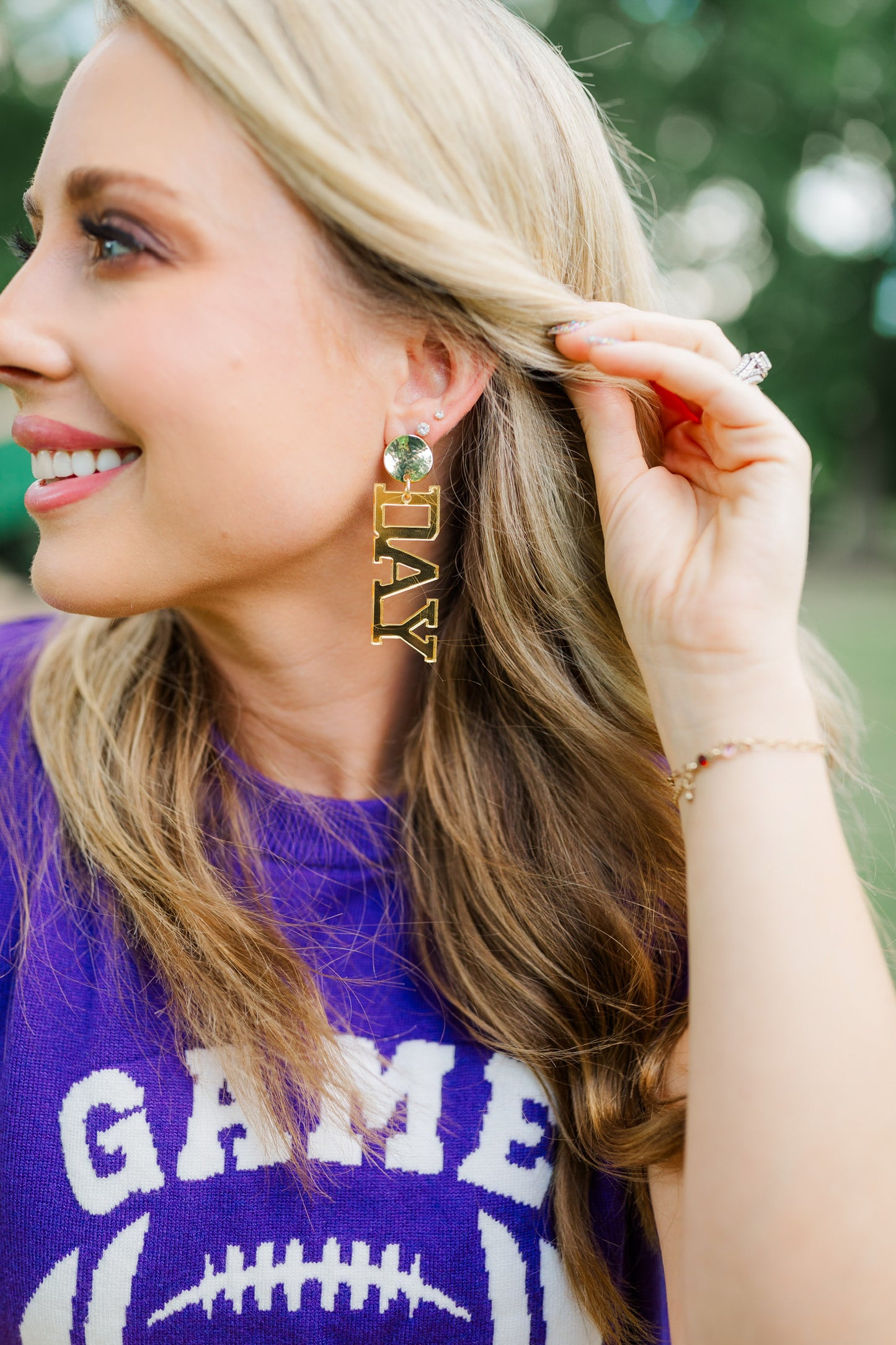 Acrylic Purple/Gold Mirror Gameday Drops