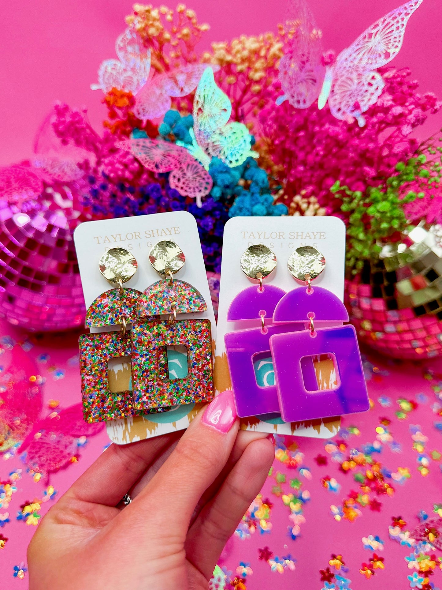 Colorful Double Acrylic Square Drops