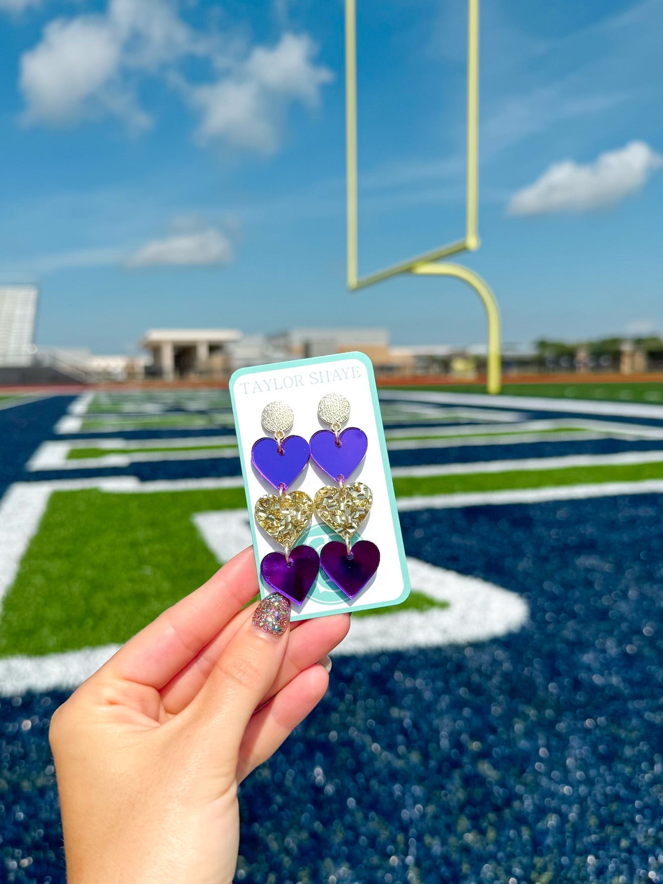Purple & Gold Acrylic Triple Hearts