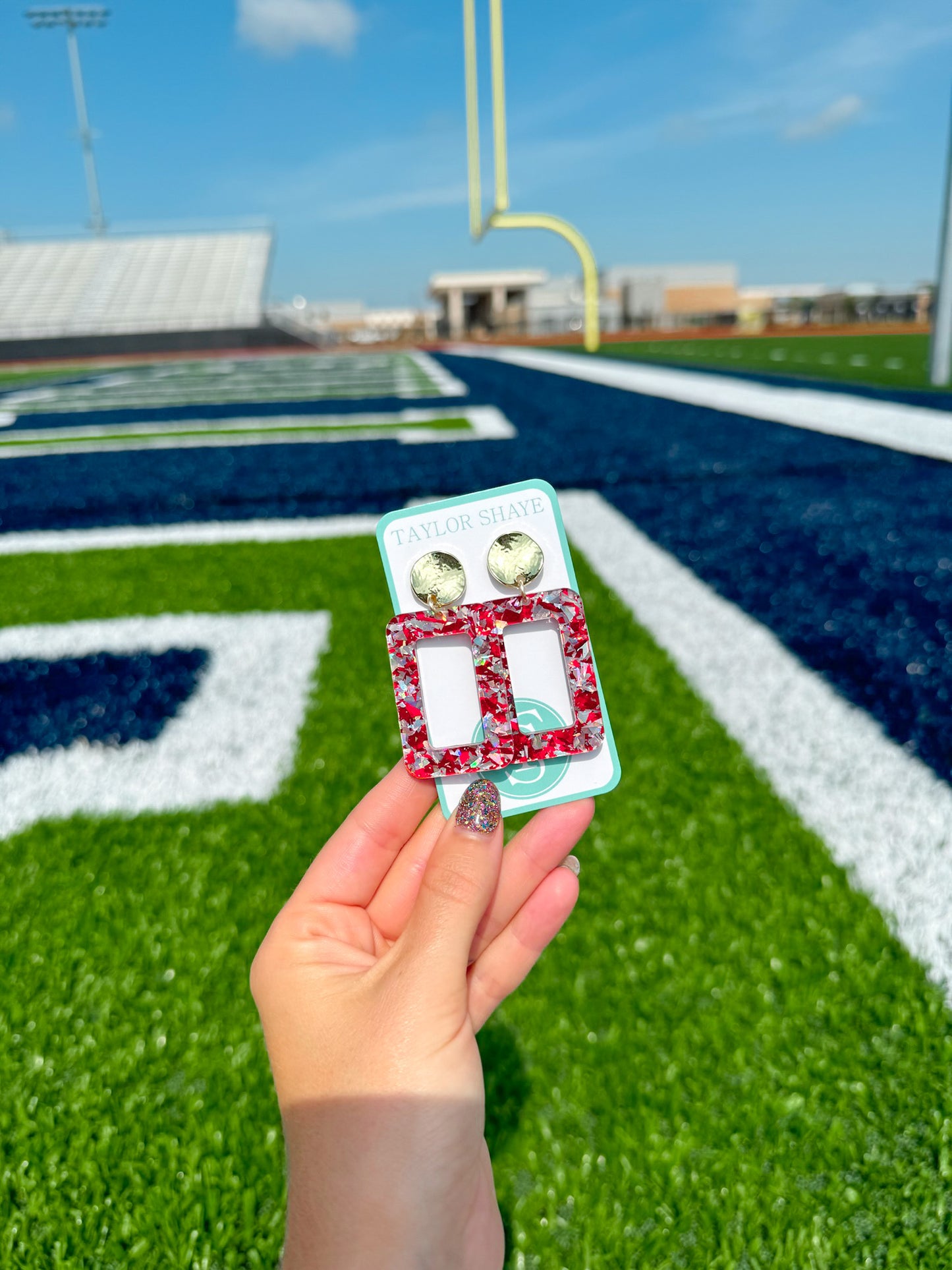 Red/Silver Flake Rectangle Drops