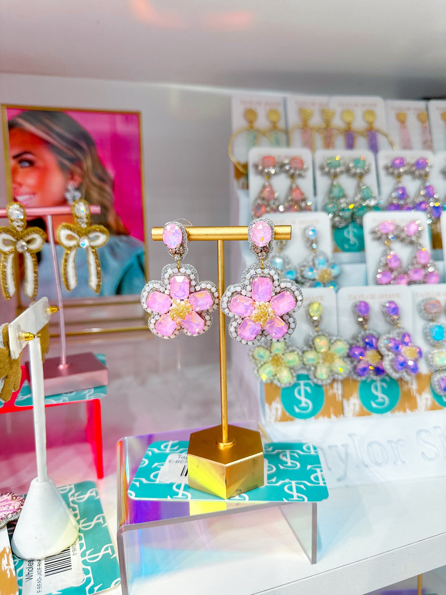 Violet Beaded Flower Drops