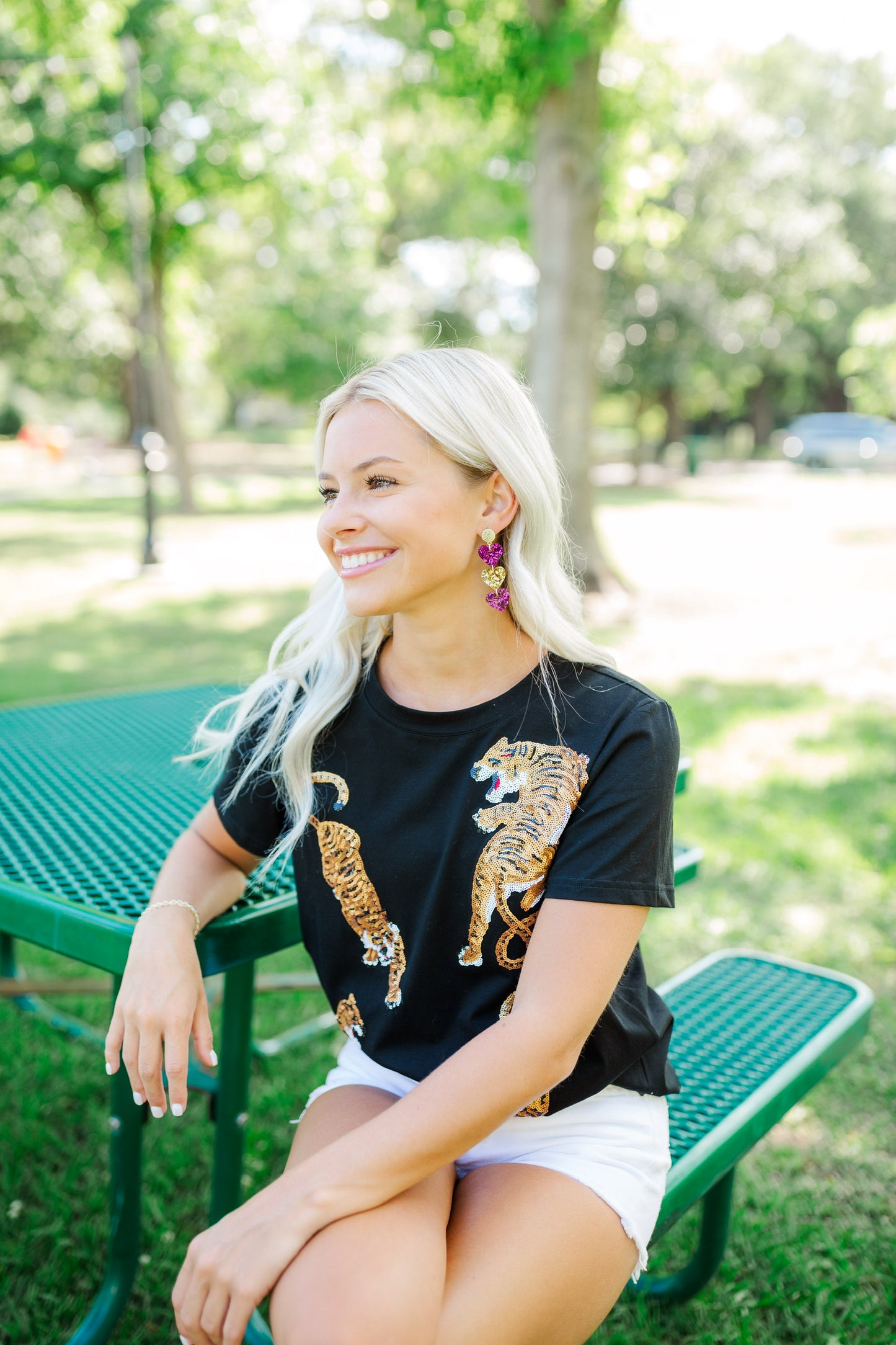 Purple & Gold Acrylic Triple Hearts